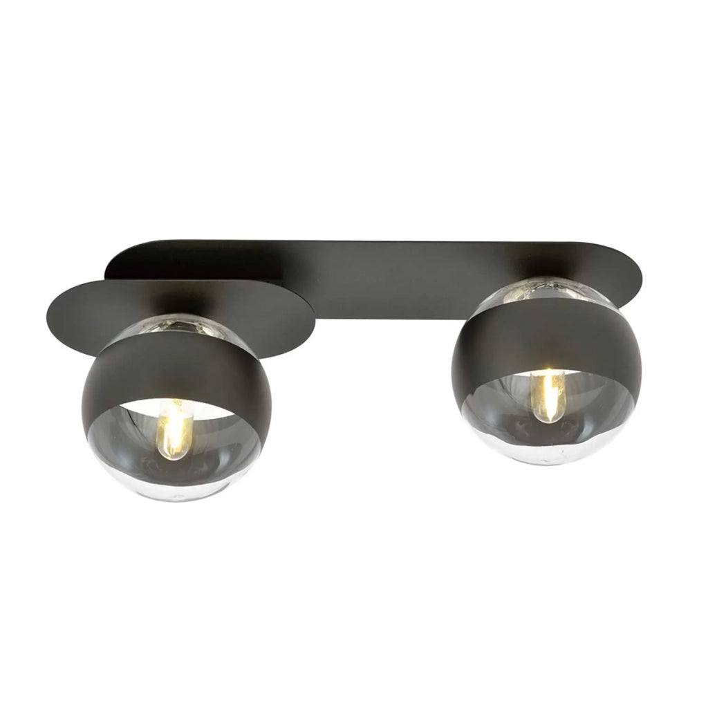 Plafoniera Minimal Teia Acciaio Nero 2 Luci E14 Ip20