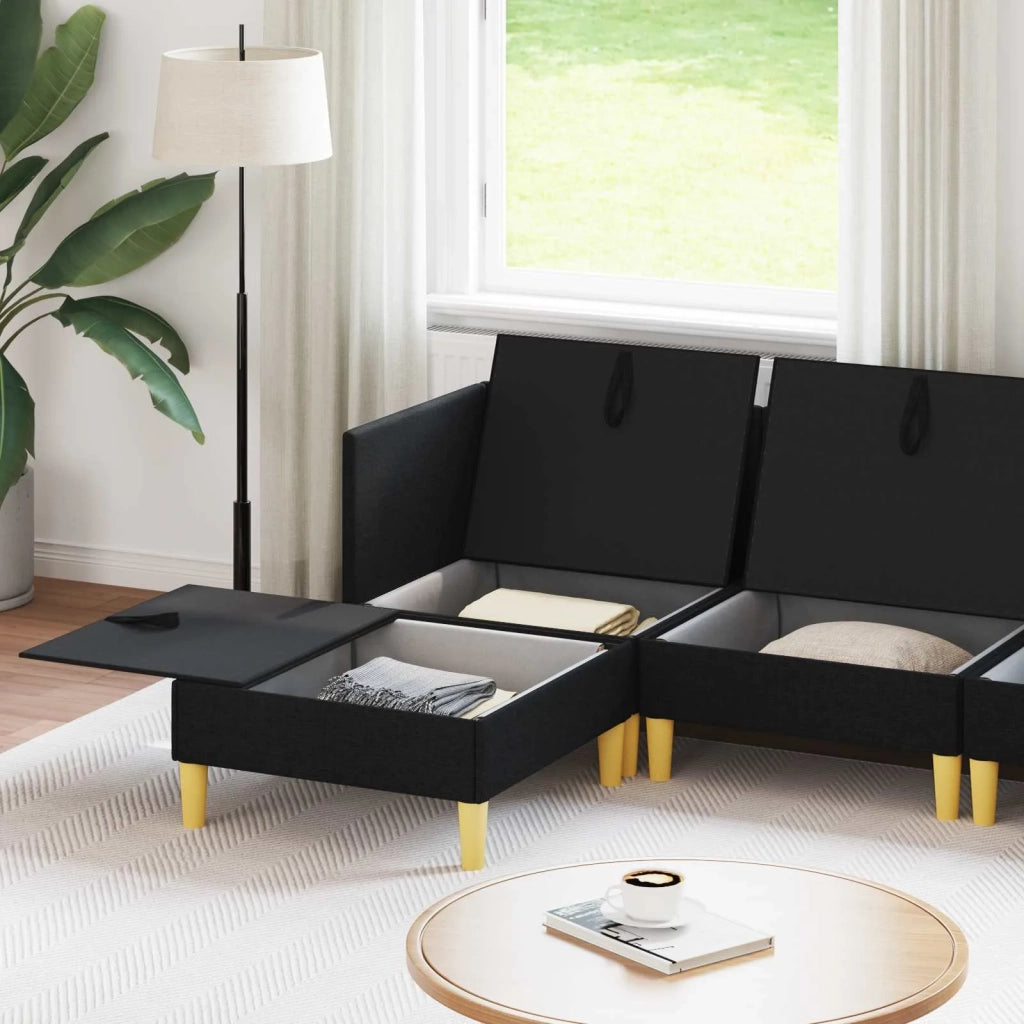 Set di divani modulari con spazio di archiviazione 5 pcs Nero