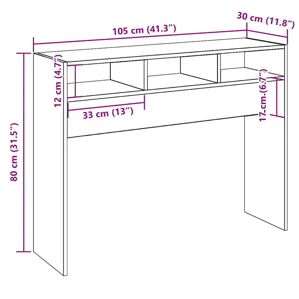 Tavolo Consolle Rovere Artigianale 105x30x80 cm in Truciolato 856623