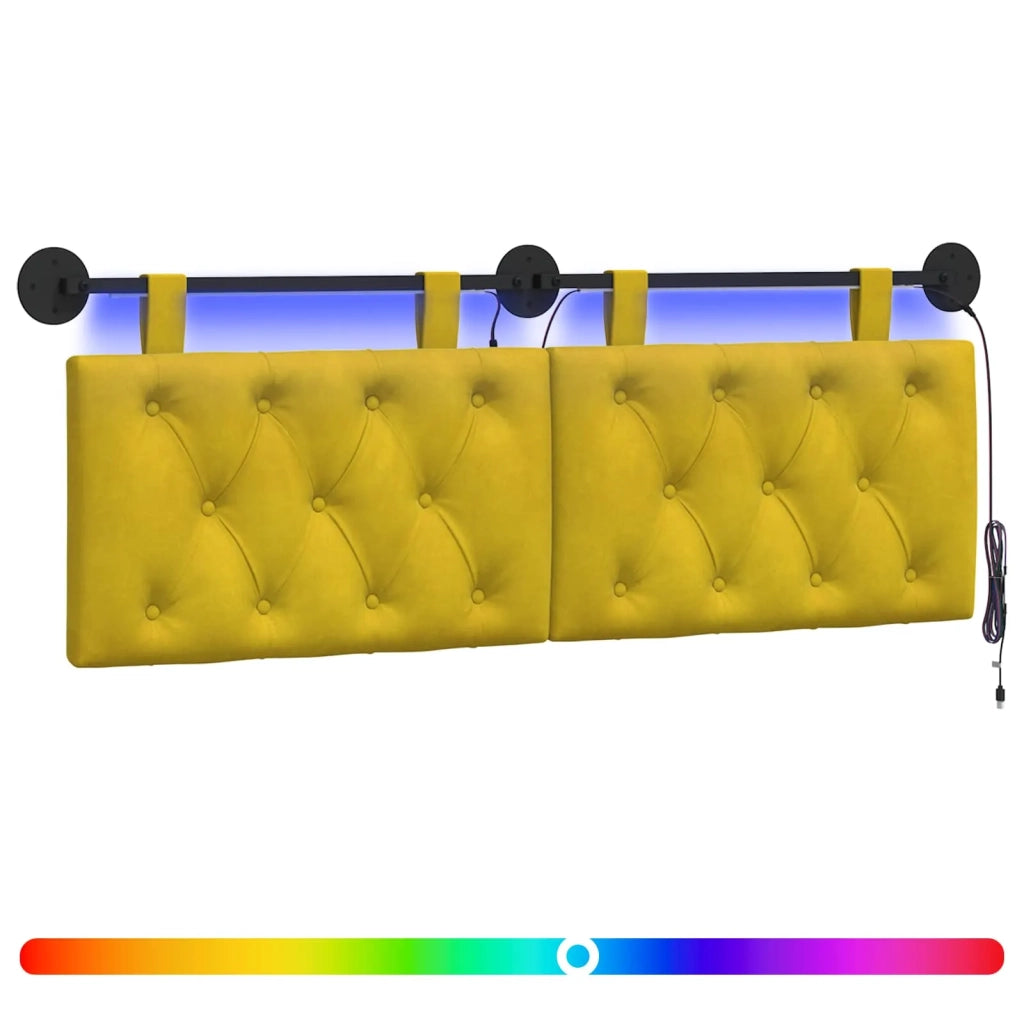 Testiera | Testata sospesa Con luce LED Giallo Velluto