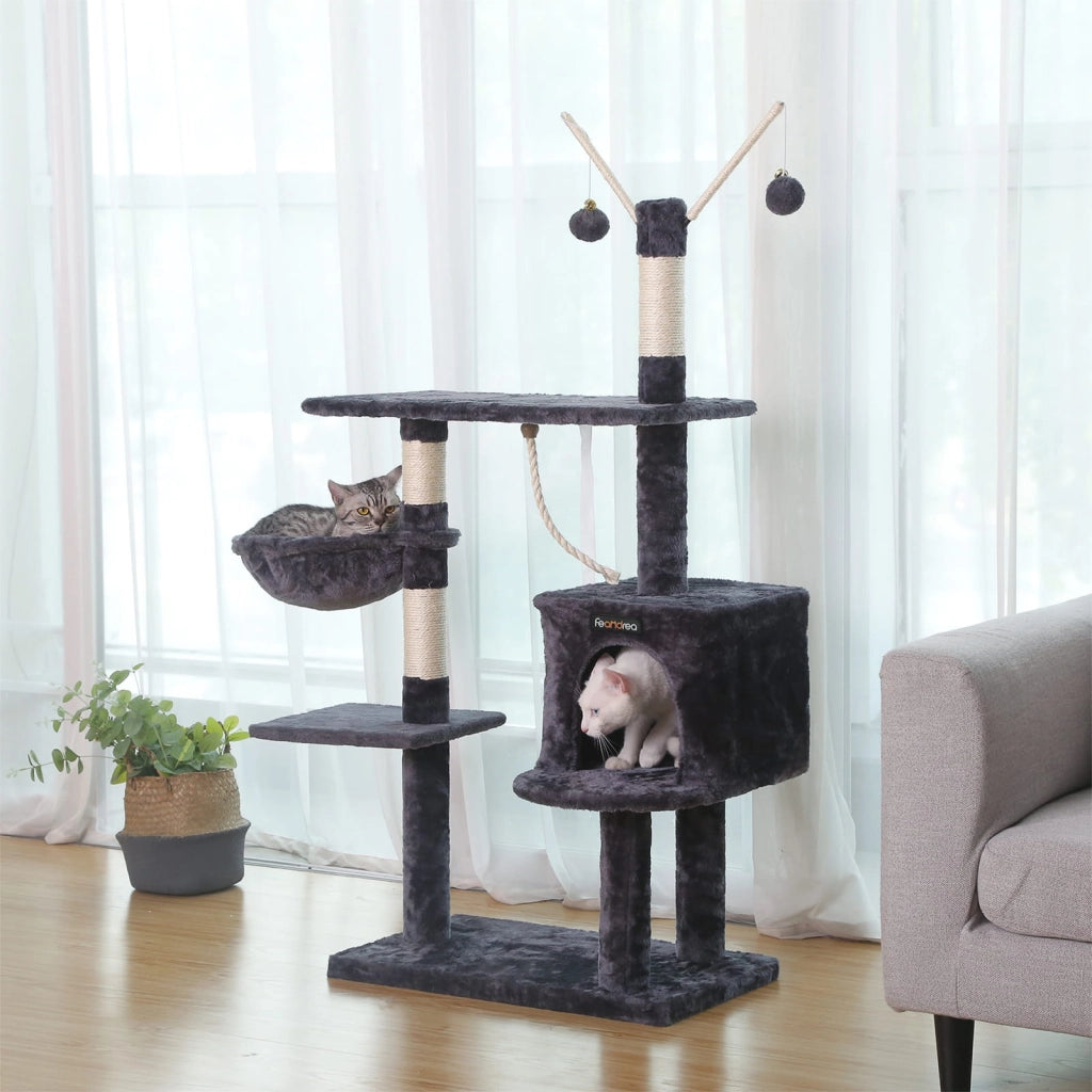 Tiragraffi Valora Albero per gatti in velluto e corda di sisal per interni di casa