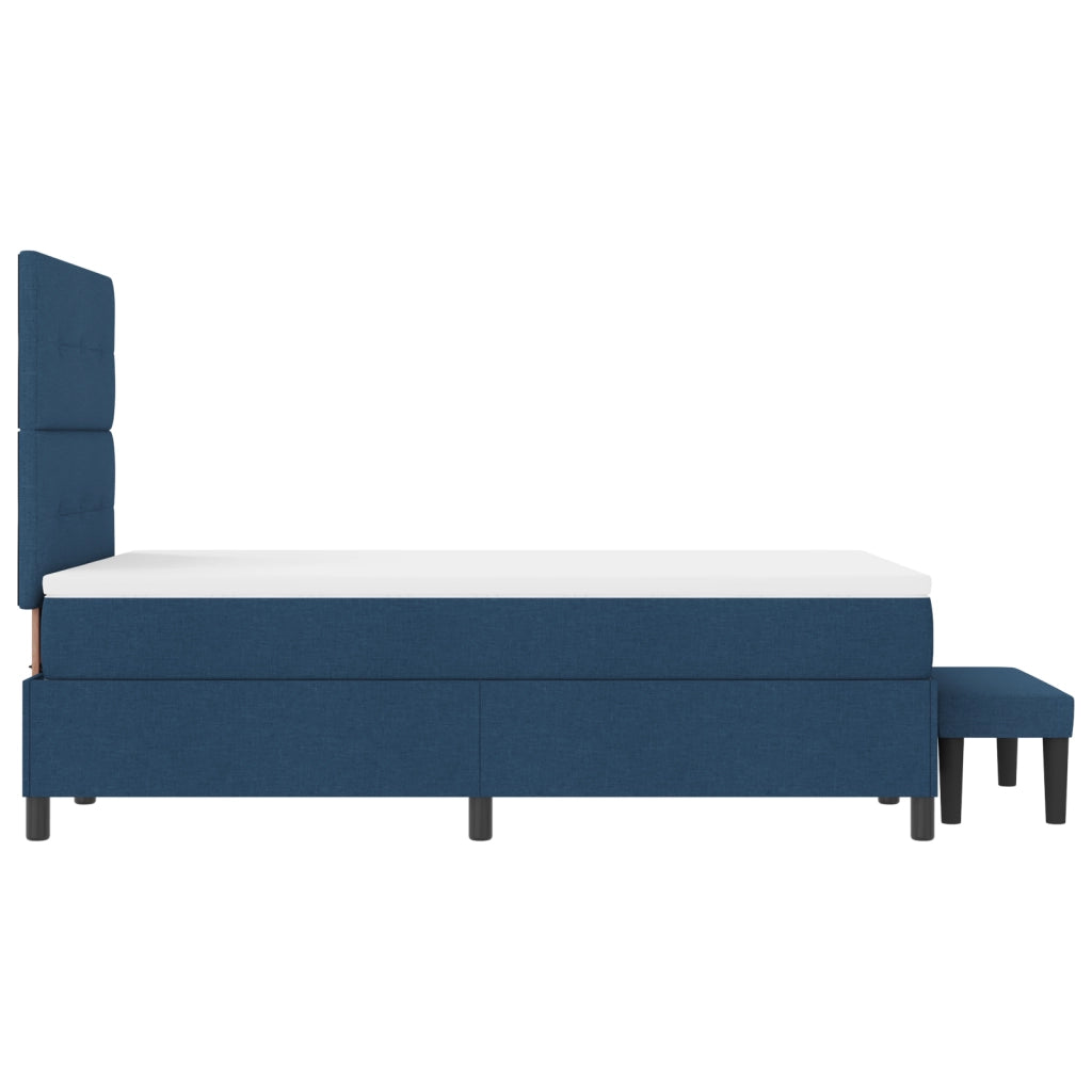 Letto con Box Spring e Materasso & Panchina Blu 120x200 cm Tessuto