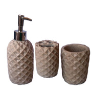 Trade Shop - Set 3 Pz Accessori Bagno Dispenser Bicchiere Porta Spazzolino In Resina -