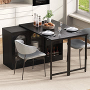 Tavolo da pranzo - bar moderno - estraibile - girevole 360° - con vano - ante in vetro - nero