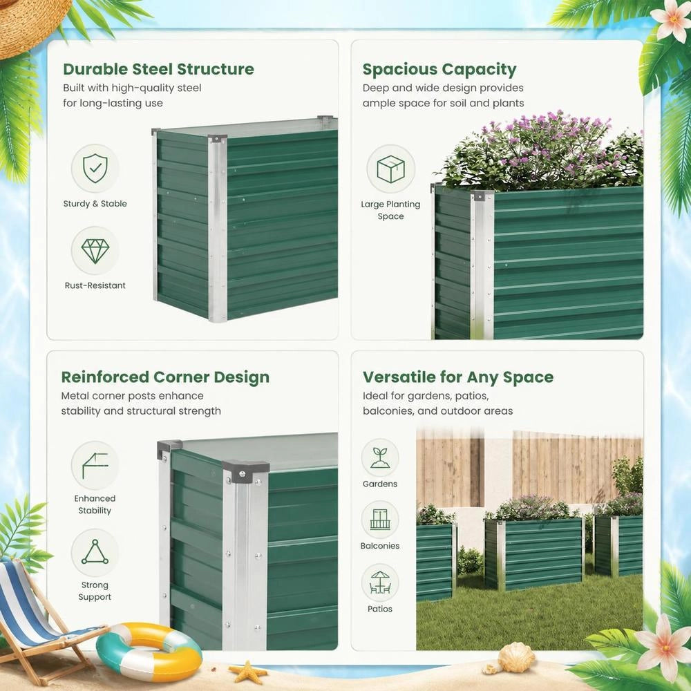 Garden Raised Bed Galvanized Steel 100x40x77 Cm Green