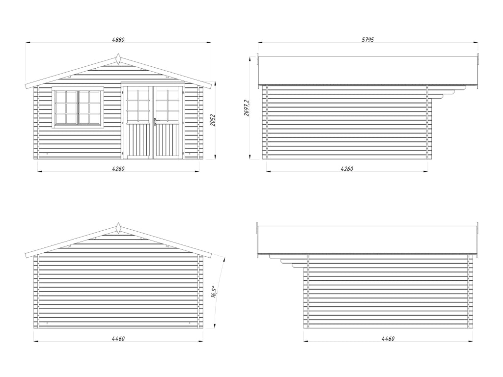 Casetta in legno non trattato Britta A 446X446