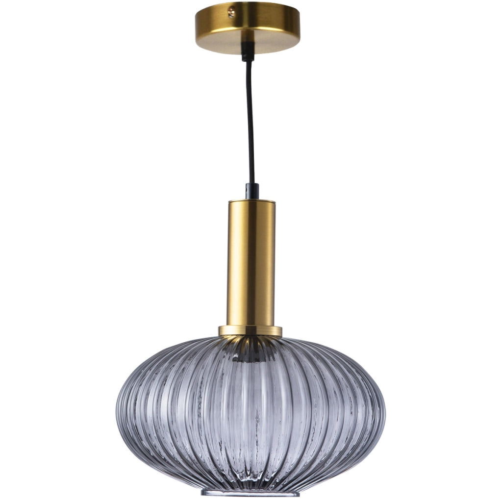 Lampada a sospensione Polux Norfolk vetro fumé E27 Ø24,5