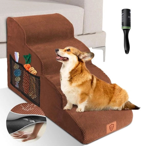Trappola per cani - Trappola per cani e gatti acqua resistente 4 gradini lavabile trasportabile scala per animali - Scala per letto e divano - Trappola per grandi cani e gatti - Scale per cani di schiuma - Spedito in 1 rotolo di spugna