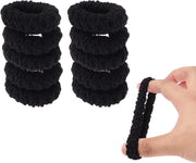 Set di 10 elastici per capelli in cotone nero spesso per donne e ragazze