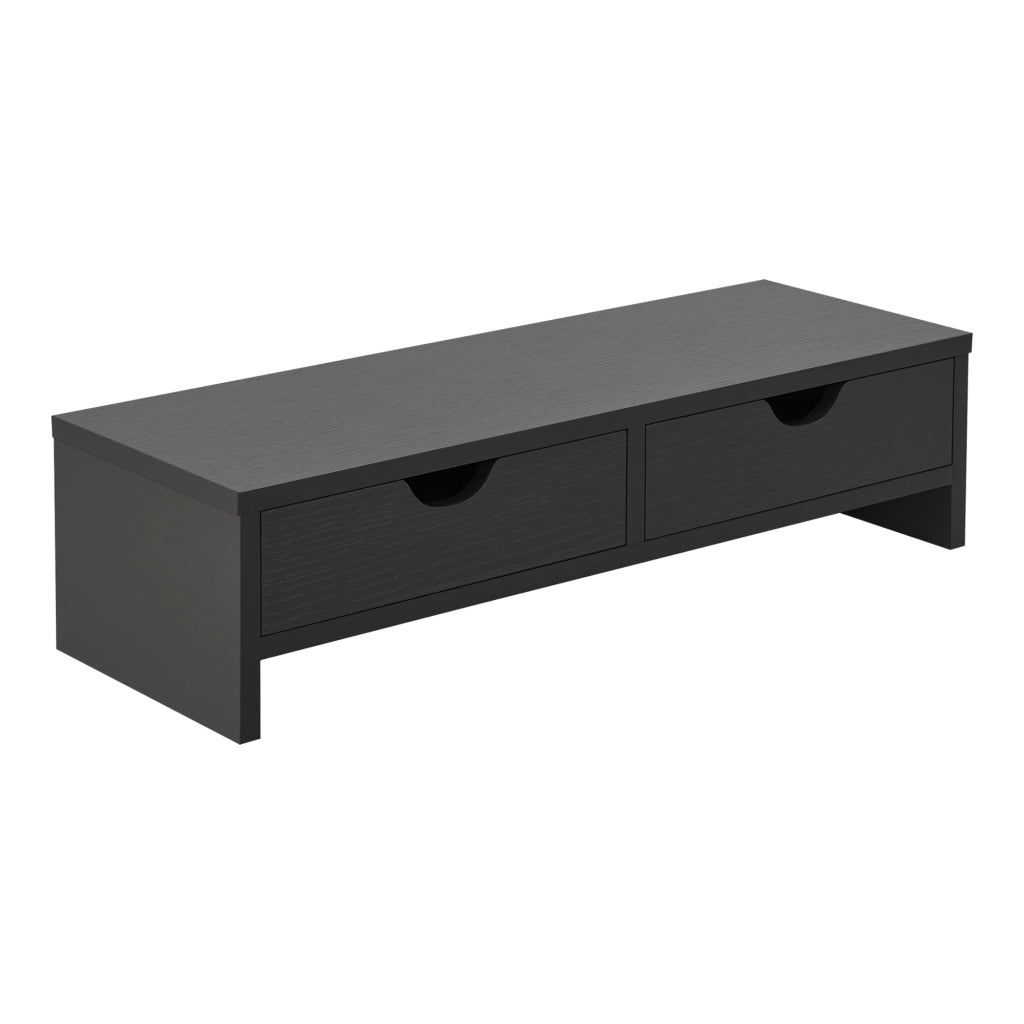 Supporto di Rialzo Monitor 'Mänttä' Base per Schermo con 2 Cassetti Portaoggetti - Grigio Scuro [en.casa]