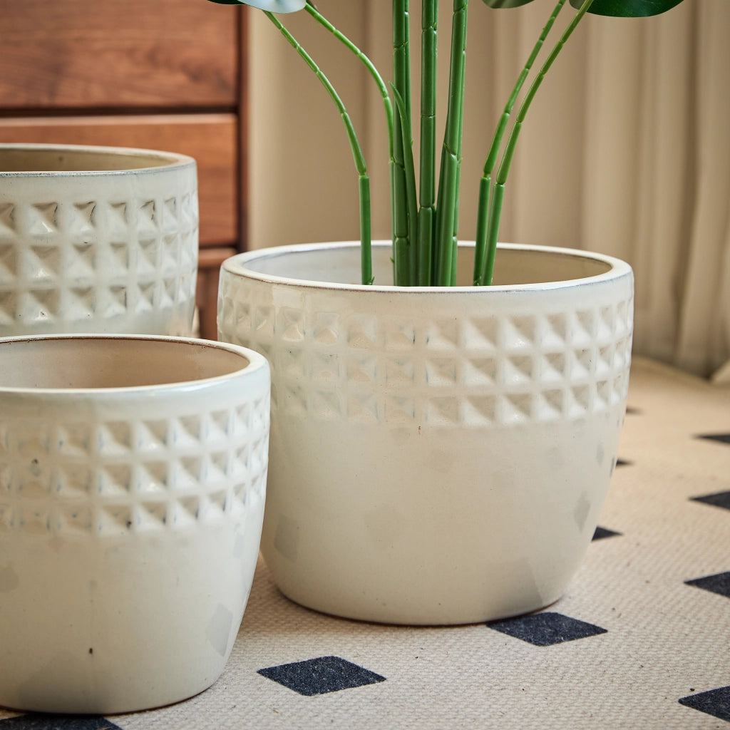 SET VASI DA FIORI 3 PEZZI Ø38/30,5/23 cm Ceramica Avorio