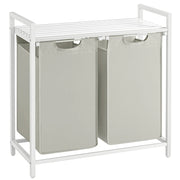 Cesto portabiancheria con 3 scomparti e 1 ripiano portaoggetti 73 x 33 x 72 cm sacchetti estraibili per bagno/lavanderia bianco 12_0006763