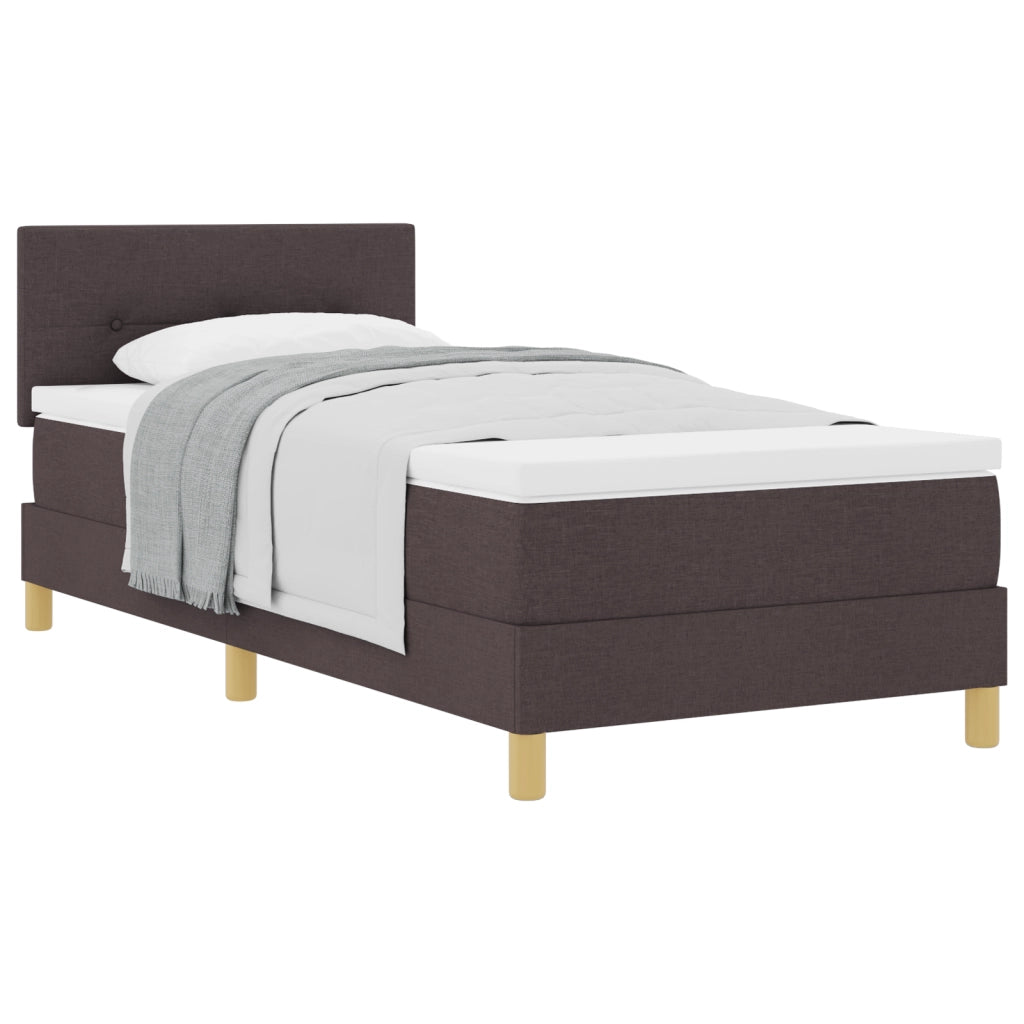Letto con Box Spring e Materasso Marrone Scuro 90x200 cm Tessuto