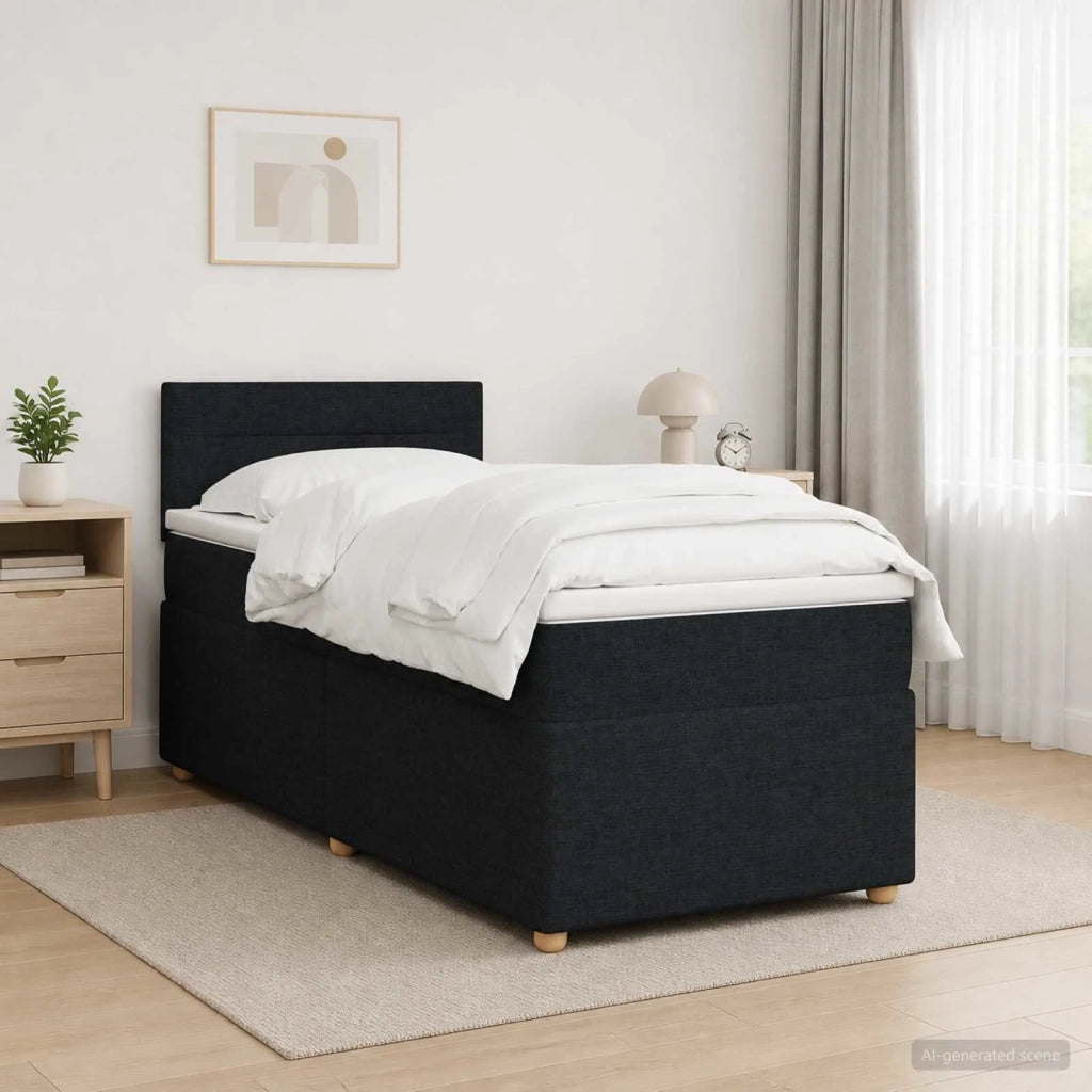 Letto box spring con materasso Nero 90 x 200 cm Tessuto 3452326