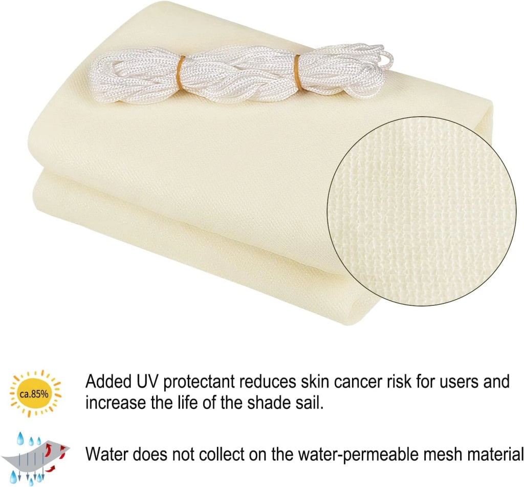 Vela ombreggiante 4x5m in HDPE 180 g/m² Traspirante Tenda a Vela Parasole Rettangolare Protezione Solare Respirante Anti UV Giardino Esterni Beige