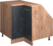 Mobile sottotetto Mobile angolare Rion, Calcestruzzo nero, 75.6 x 81.6 cm con 1 porta, carcassa dell’armadio profondità 60 cm, adatto per il salvaspazio sotto tetti spioventi