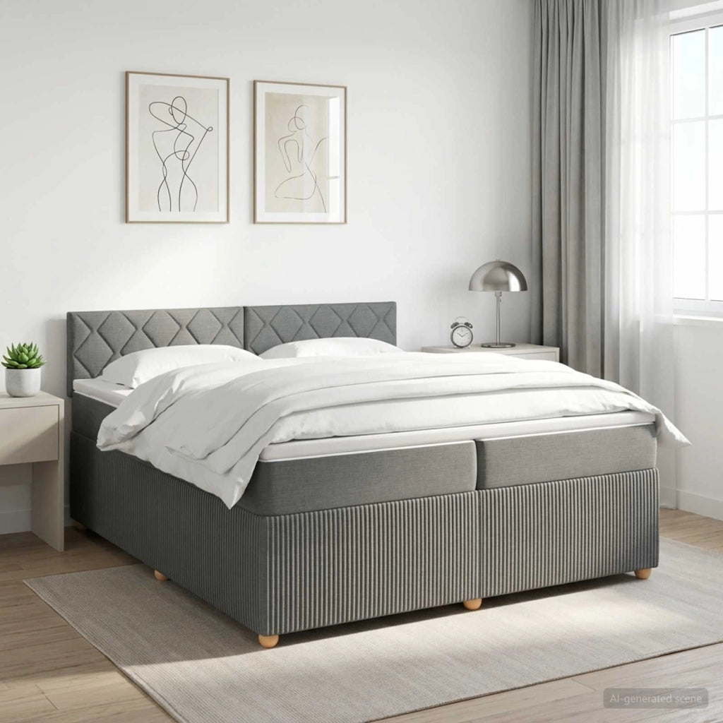 Letto box spring con materasso Grigio Scuro 200 x 200 cm 3451553