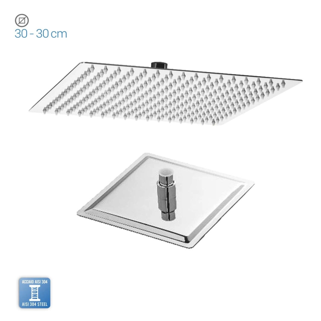 Soffione Doccia Thin Line Quadrato in Acciaio Inox 30x30 cm