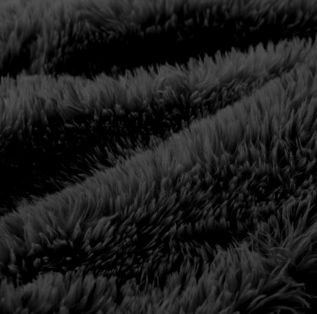 Divano modulare angolare 2 posti a L 204x179x73 cm in tessuto plush nero; senza montaggio