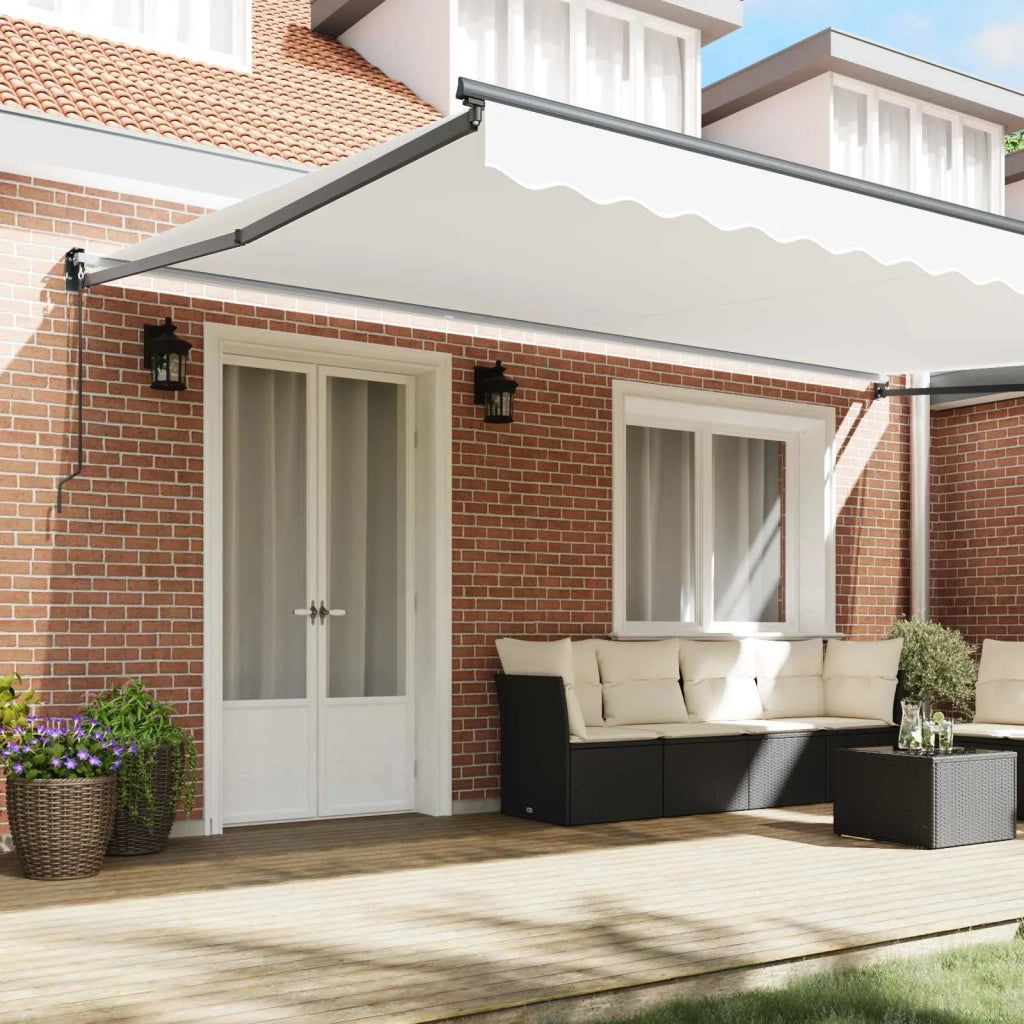 Tenda da Sole-Tenda parasole per balcone Bianco 500 ¡Á 300 cm Poliestere e Metallo