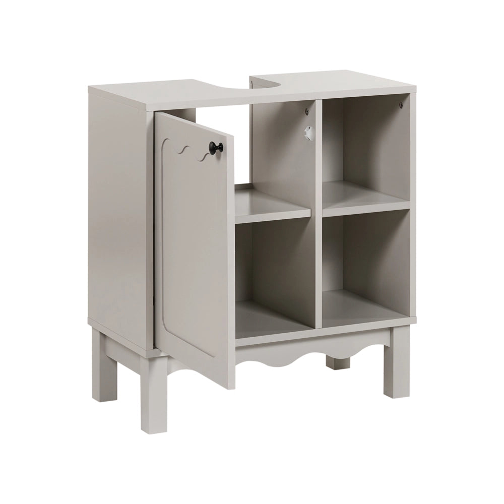 Mobile da bagno a colonna in MDF con ripiani, colore beige chiaro stile tradizionale