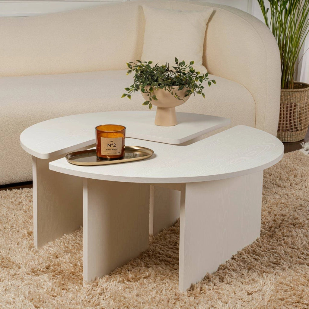 Tavolino da salotto Tairn, Tavolo basso da caffè, Portariviste per divano, Ripiano da soggiorno, 90x90 h41 cm, Bianco