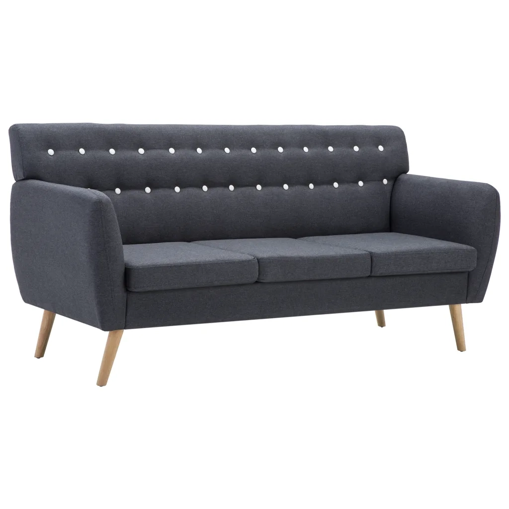 Divano a 3 Posti Rivestito in Tessuto 172x70x82 cm Grigio Scuro 247125