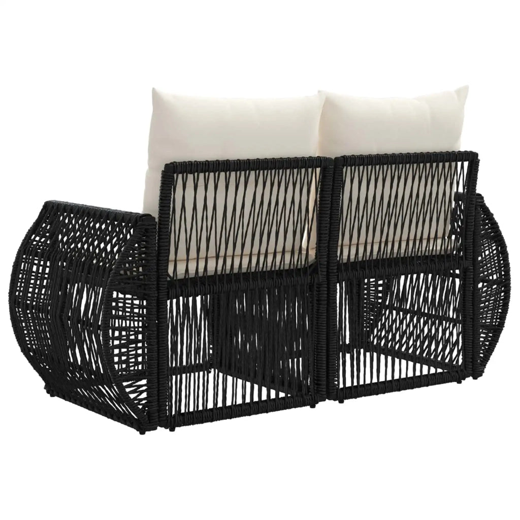 Divano da giardino 2-Numero di posti Nero polyrattan 42026701