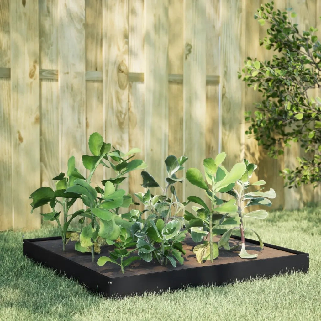 Fioriera Rialzata da Giardino-Vaso da Esterno-Fioriera Elevata Nera 100x100x18,5 cm in Acciaio