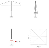 Ombrellone da Giardino 4x4 m Palo Ø60 mm in Legno Telo in Acrilico Danieli Bangkok Ecrù