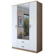 Armadio Camera da Letto Verdello, Guardaroba Grande 2 Cassetti, 210x210h cm Bianco