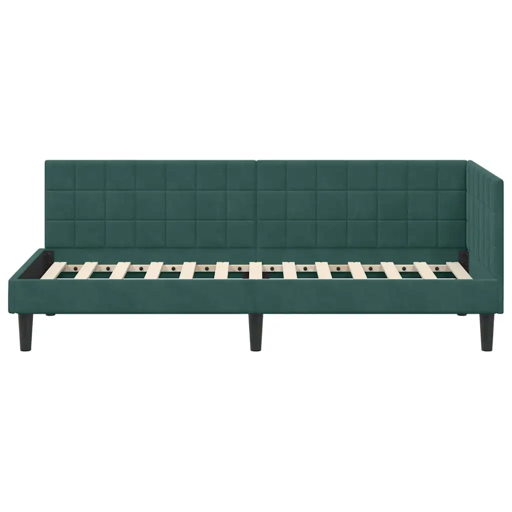 Cornice del letto ad angolo Verde Scuro 80 cm x 200 cm Velluto 42016410