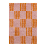 Tappeto interno a scacchi arancione e rosa