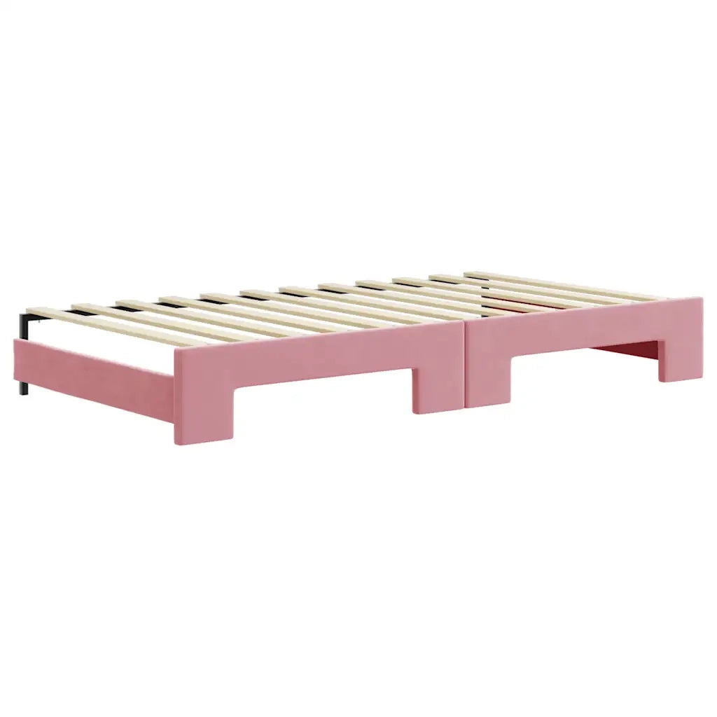 Divano Letto Estraibile con Materassi Rosa 100x200 cm Velluto 3196963