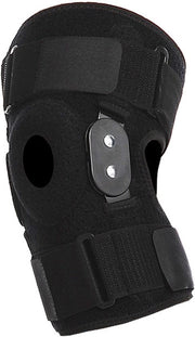 Braccio per ginocchio sportivo in lamiera di acciaio con supporto pieghevole, protezione rinforzata della piastra articolare, cinture di silicone antiscivolo e protezione compressiva.