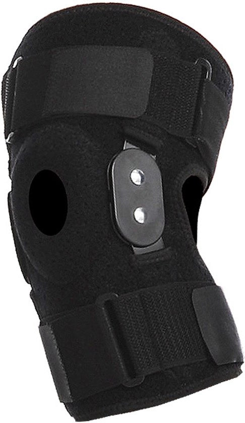 Braccio per ginocchio sportivo in lamiera di acciaio con supporto pieghevole, protezione rinforzata della piastra articolare, cinture di silicone antiscivolo e protezione compressiva.