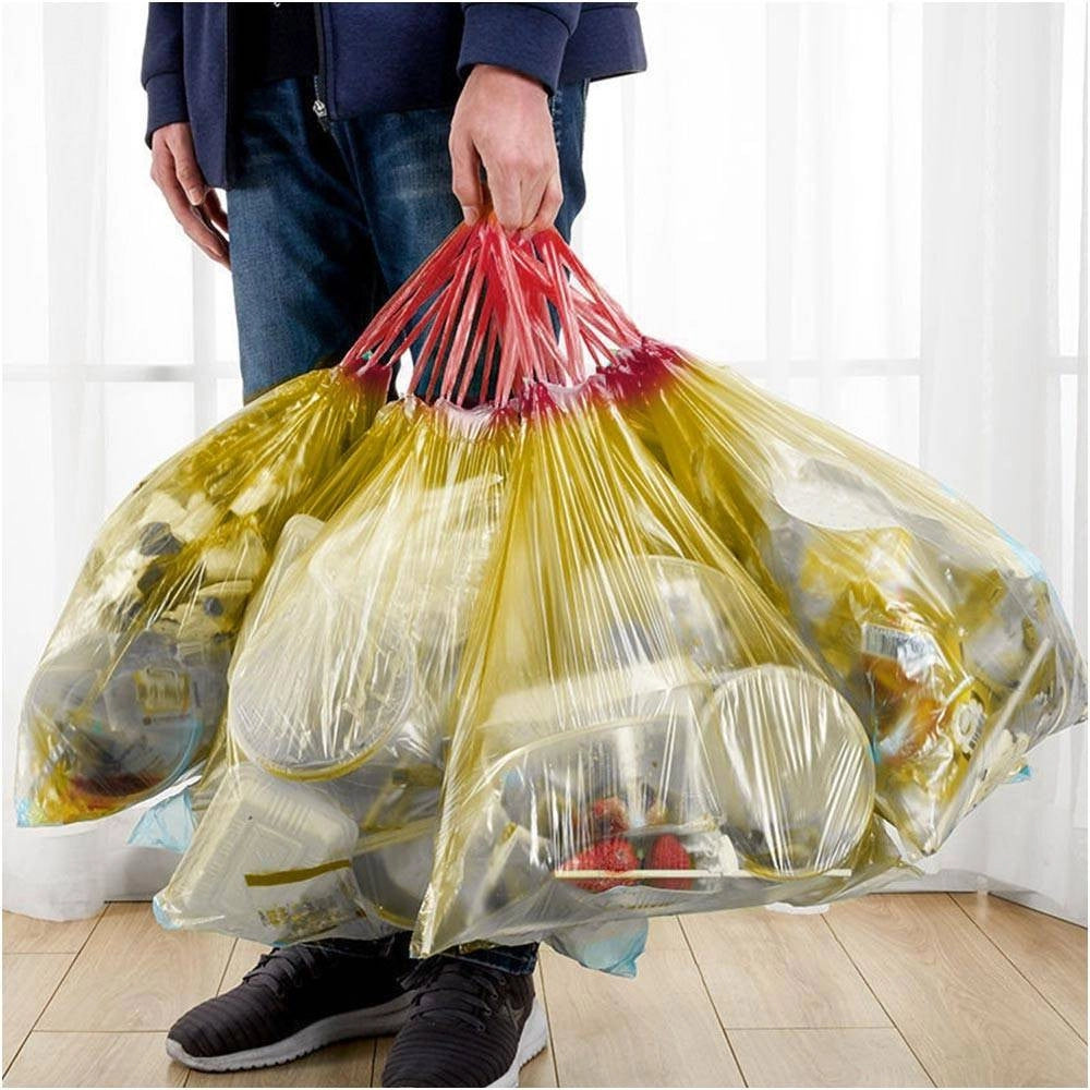 Trade Shop - 5 Rotoli Sacchetti Buste Spazzatura Profumati 45lt 50x60 Con Manici Giallo 100pz -