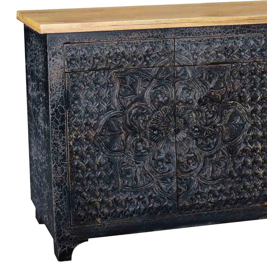 Credenza in legno nero 183x42x92