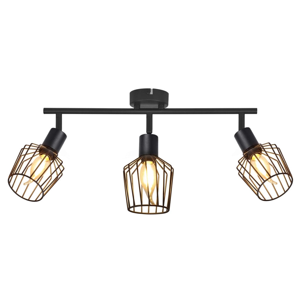 ZMH Faretto da soffitto LED neri E14 plafoniera orientabile 3 fiamme in metallo