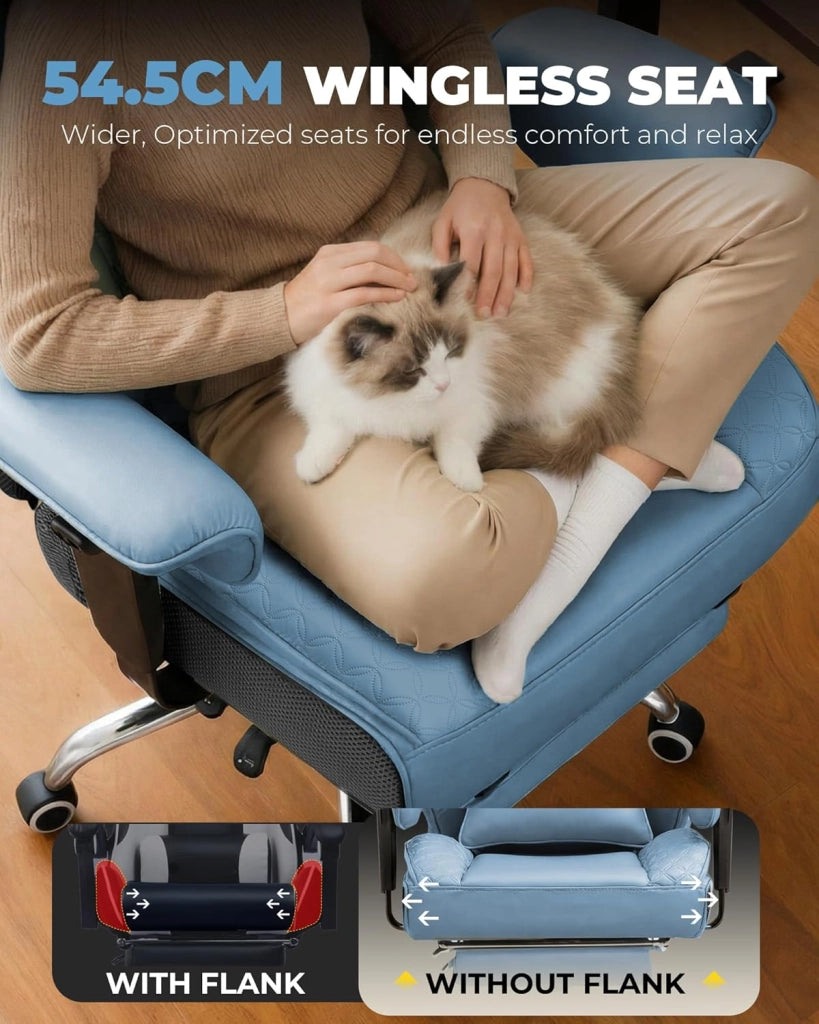 Poltrona Gamer & Ufficio Ergonomico Verde, 180 kg, Supporto Lombare & Poggiapiedi Regolabili, Schienale Inclinabile a 150°, Design Ibrido Similpelle & Mesh, Grande Poltrona Sterzo Stabile