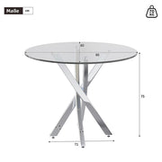 Tavolo rotondo in vetro temperato - Xylo - 80x80x75cm - Argento