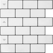 Tegelstickers 3D Subway Zelfklevende Tegels Keuken Badkamer Bianco con Nastro Nero 30 x 30cm