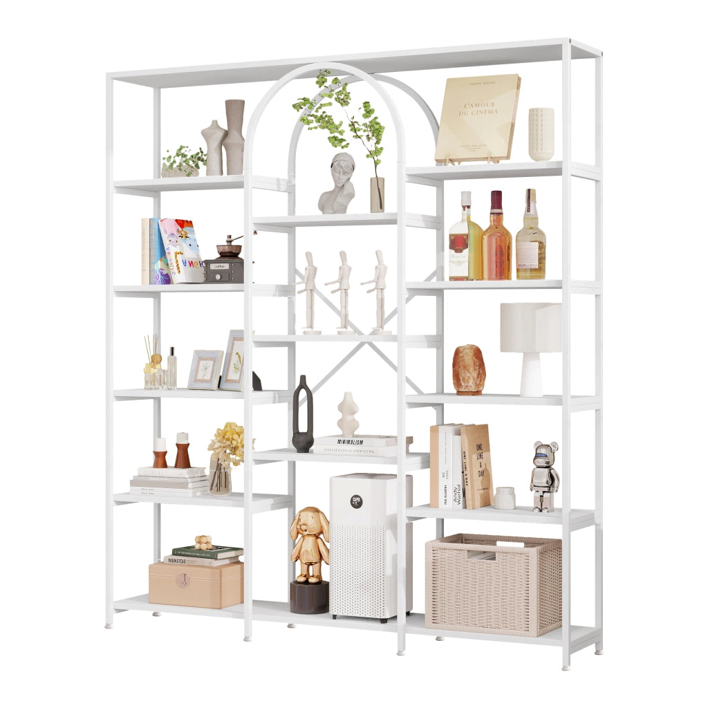 Libreria Scaffale con Ripiani ¨C MINIMAL ¨C Bianco, Metallo e MDF, 160x30x180