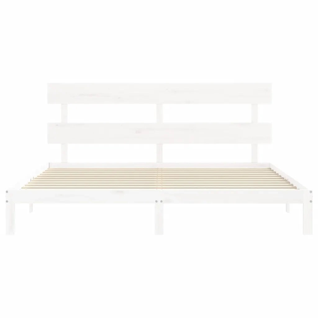 Giroletto senza Materasso Bianco 200x200 cm Legno Massello Pino