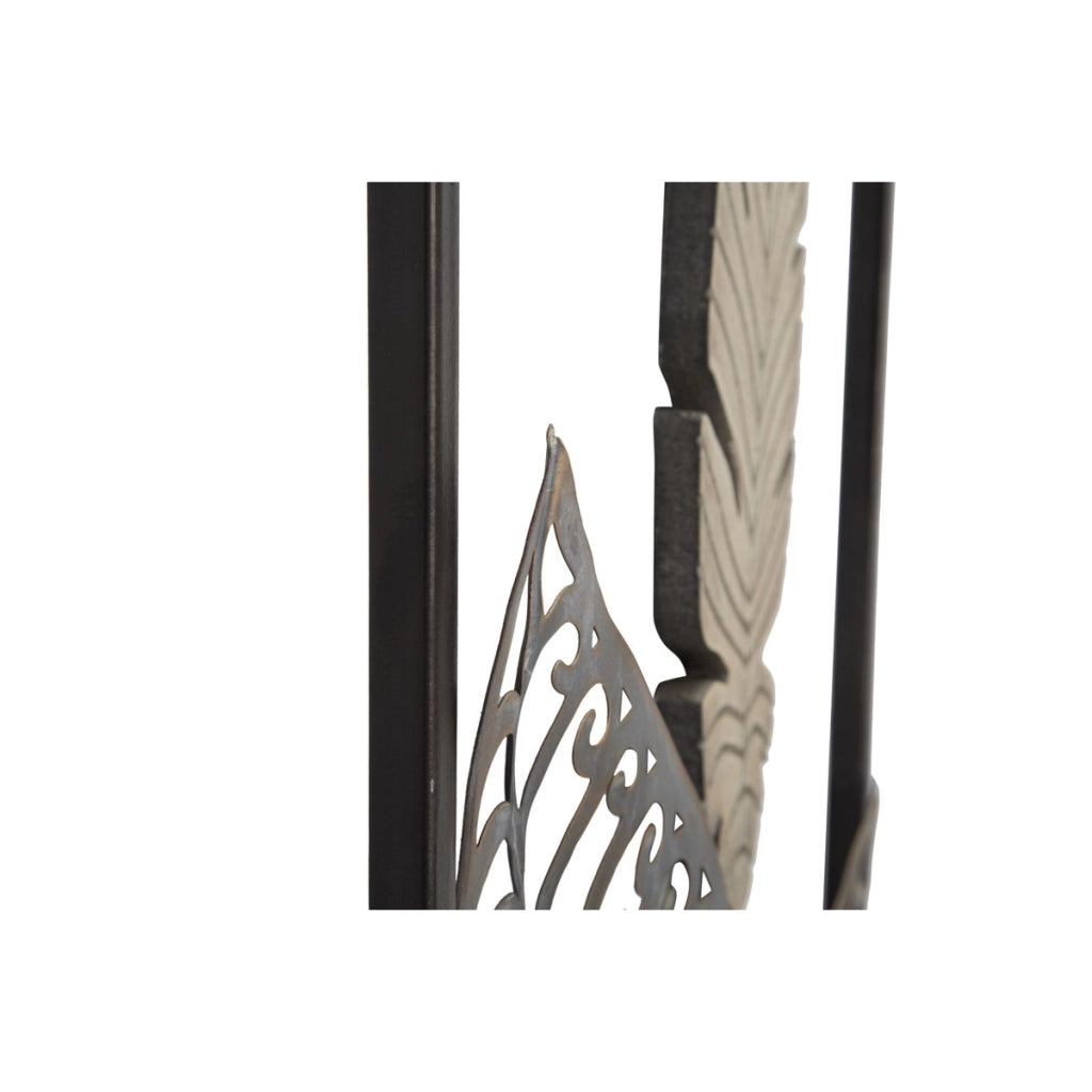 Decorazione in Metallo 3D Foglia 53, Oro, Metallo, 30,5x1,9x91 cm