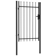 Cancello a Singola Anta con Punte in Acciaio 1x1,5m Nero cod mxl 50708