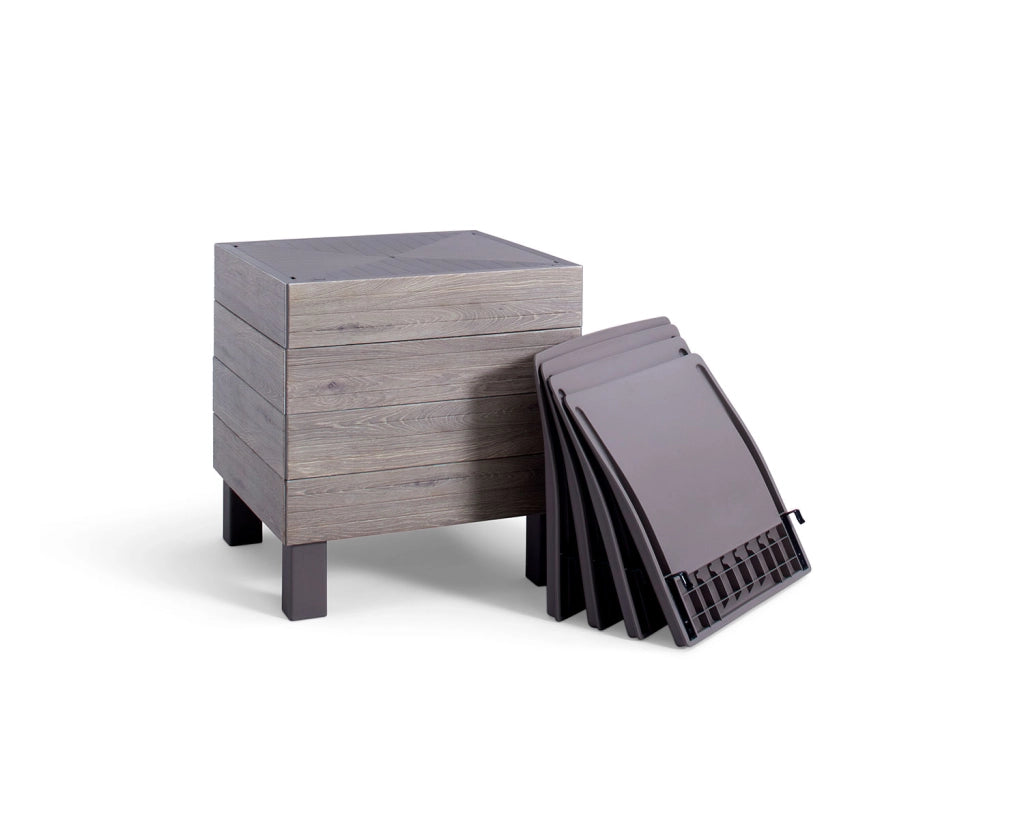 Seduta Modulare Keter Elements con Schienale e Cuscino Verde Muschio 65x74x80 cm Effetto Legno Ashwood e Cappuccino