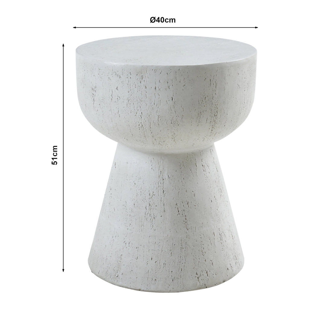 Tavolino Rotondo Oulvepijanse in Calcestruzzo Leggero Design Torre 51xØ40 cm Bianco [en.casa]