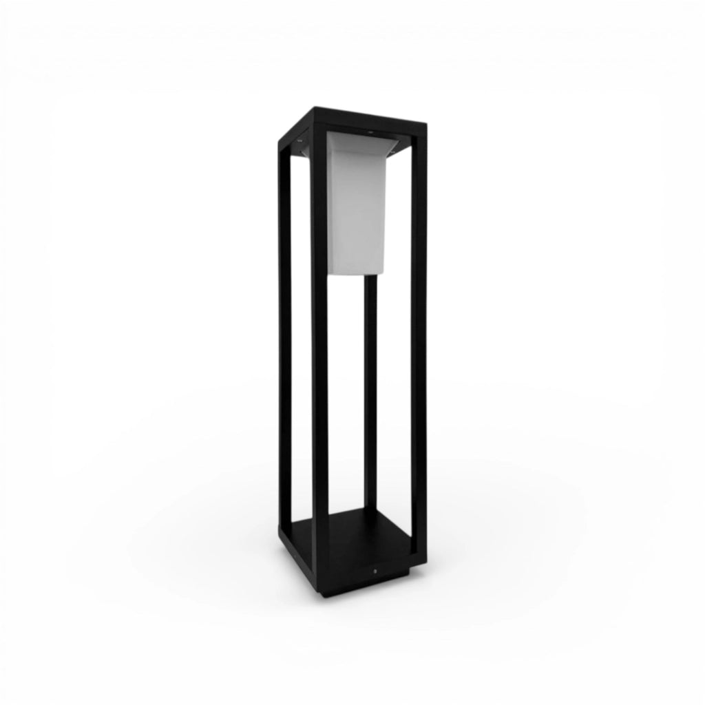 Lampioncino moderno palo luminoso da giardino diffusore con attacco per lampadine led E27 altezza 60 CM nero