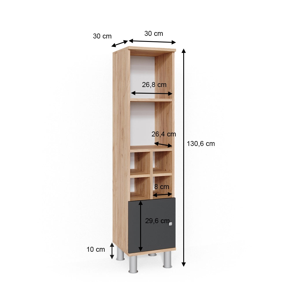 Mobiletto bagno Fynn Antracite 30 x 130.6 cm porta piccola Vicco